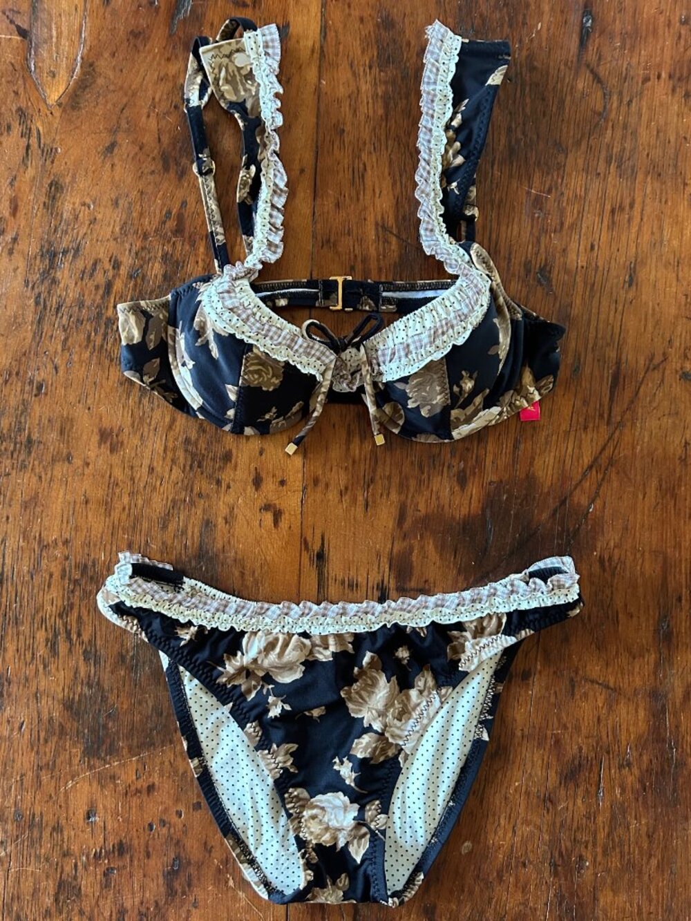 Vintage Betsey Johnson Golden Roses Bikini Set